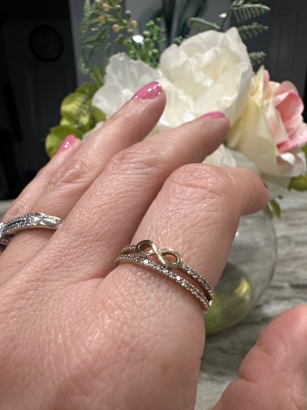 Delicate Infinity Stackable Ring - Real 14K Gold Size 7
